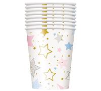 Unique Party - Vasos de Papel - 266 ml - Diseño de Centelleo Centelleo Pequeño Estrella - Paquete de 8 (72416)