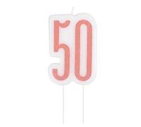Unique Party - Vela de Cumpleaños 50 - Diseño de Oro Rosa Glitz (84986)