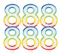 Unique Party - Vela de Cumpleaños con Borde Arcoíris Número 8 (19948) , color/modelo surtido