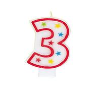 Unique Party - Vela de Cumpleaños Número 3 Reluciente y Decoración de Pastel de Feliz Cumpleaños (37313)