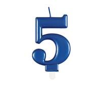 Unique- Vela Cumpleaños Metálico - Número 5 - Azul, Color blue (19615)