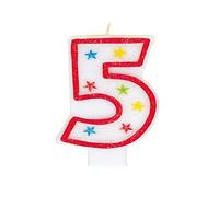 Unique Party - Vela de Cumpleaños Número 5 Reluciente y Decoración de Pastel de Feliz Cumpleaños (37315)