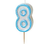 Unique Party- Vela de cumpleaños número 8, Color azul brillante (37928)