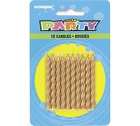 Unique Party - Velas de Cumpleaños de Oro Espiral - Paquete de 10 (1943)