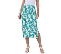 Unique Phlox - Falda midi de cintura alta para mujer, color turquesa, Turquesa Phlox única, XL