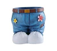 Unique Plant Pots - Resin Denim Style Planter Pot, Decorative Jeans Planterr | Planter For Balcony Displays, Garden Décor, Indoor Rooms, Living Spaces, Tabletop Setups, Planting