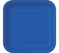 Unique- Platos Cuadrados de Papel Ecológicos-18 cm Azul Rey, Color royal blue, paquete of 16 (31495EU)