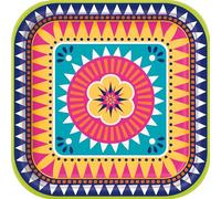 Unique- Platos de Papel Cuadrados Ecológicos-23 cm-Boho Fiesta-8 Unidades (Paquete de 1), Multicolor, 23 centimeters (73445EU)