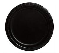 Unique-Platos de Papel Ecológicos-23 cm Negro-Paquete de 8, sólido, color black, pack de de (3205EU)