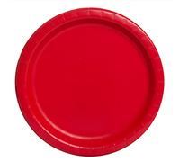 Unique- Platos de Papel Ecológicos-23 cm Rojo-Paquete, Color red, 16 unidades (31453EU)