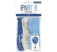 Unique- Polka Dots 21st Birthday Balloons, Assorted | 6 Pcs Globos de látex de Lunares para cumpleaños número, 12 Pulgadas, Surtidos, 6 Unidades, Color azul, age 21 (83397)