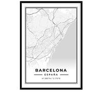 Unique Poster Póster Mapa de Ciudad Barcelona | Lámina decorativa de Mapa de Barcelona | Cuadro de Barcelona Ciudad (Sin Marco, 50x70 cm)