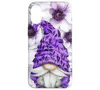 Unique Purple GNOME with Lilac Anemones Floral Aesthetic Carcasa para iPhone 16 Plus