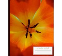 Unique Red and Yellow Tulip Soft Matte Cover College Ruled 120 Page Composition Floral Botanical Nature Journal Diary Notebook