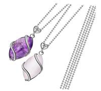 Unique Retro Hollow Pendant Necklace Set Crystal Quartz Stone Wire Wrap Fashion Jewelry Women for Parties and Special Occasions