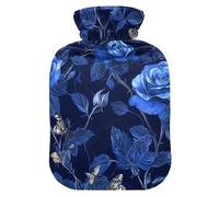 Unique Rose Royal Blue - Botella de agua caliente con tapa suave, compresas calientes de 2 litros para el cuerpo para aliviar el dolor, calambres menstruales, bolsas para agua Caliente