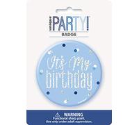 Unique- Round Badge | Blue | 1 Pc. Insignia de cumpleaños prismática redonda | Azul | 1 unidad, Color, happy birthday (83515)