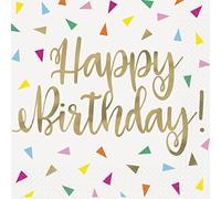 Unique- Servilletas de Papel con Estampado de Aluminio-16,5 cm-Fiesta de Cumpleaños con Triángulo Brillante-16 Unidades (Paquete de 1), Multicolor (26192)