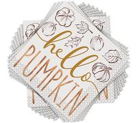 Unique Servilletas para bebidas con texto en inglés "Hello Pumpkin" para Acción de Gracias, 16 unidades