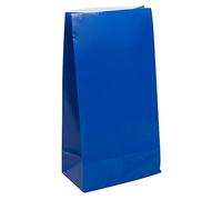 Unique-Sin carácter de tema Paquete de 12 bolsas de regalo de papel, color azul rey, (59004)