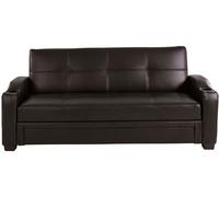 Unique Sofá cama piel sintética 3 plazas marrón chocolate 197x89cm