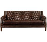 Unique Sofá fijo costra de piel 3 plazas marrón chocolate 194.5x84cm
