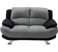 Vente-unique-Sofá 2 plazas de Microfibra MUSKO - Bicolor Gris y Negro