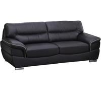 Unique Sofá fijo piel 3 plazas negro 210x93cm