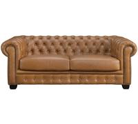 Unique Sofá fijo piel flor 3 plazas camel 201x96cm