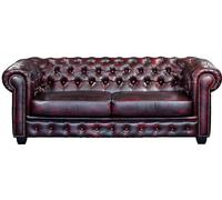 Unique Sofá fijo piel flor 3 plazas granate 201x96cm