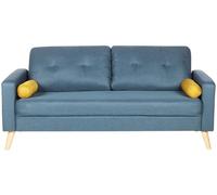 Unique Sofá fijo poliéster 3 plazas azul 182x81cm