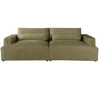 Vente-unique-Sofá 4 plazas Confort Asiento Profundo de Tela Texturizada Verde Caqui COLYSA