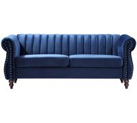Vente-unique-Sofá Chesterfield de 3 plazas de Terciopelo Azul Real Trumbo