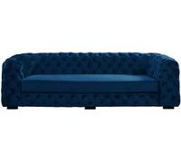 Unique Sofá fijo terciopelo 3 plazas azul oscuro 237x97cm