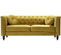 Unique Sofá fijo terciopelo 3 plazas mostaza 190x77cm