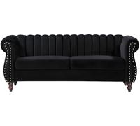 Unique Sofá fijo terciopelo 3 plazas negro 195x78cm