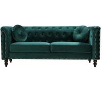 Unique Sofá fijo terciopelo 3 plazas verde esmeralda 190x77cm
