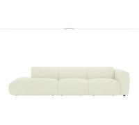 Unique Sofá fijo terciopelo 5 plazas blanco roto 310x96cm