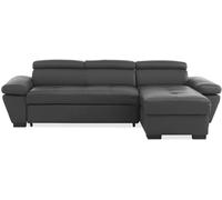 Unique Sofá rinconera piel 4 plazas gris antracita 256x154cm