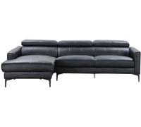 Unique Sofá rinconera piel 4 plazas negro 253x173cm