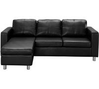 Unique Sofá rinconera piel sintética 4 plazas negro 196x133cm