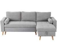 Unique Sofá rinconera poliéster 4 plazas gris claro 225x146cm