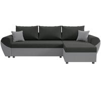 Unique Sofá rinconera poliéster 4 plazas negro, gris 265x139cm