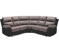 Vente-unique-Sofá rinconera Relax Gris y Negro de Microfibra y Piel sintética TOLZANO