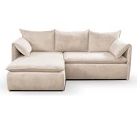 Unique Sofá rinconera terciopelo 4 plazas beige 230x166cm