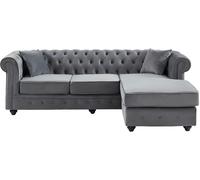 Vente-unique-Sofá Chesterfield rinconera Reversible Toledo de Terciopelo - Antracita