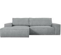 Unique Sofá rinconera terciopelo 4 plazas gris claro 267x167cm