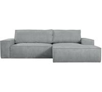 Unique Sofá rinconera terciopelo 4 plazas gris claro 267x167cm