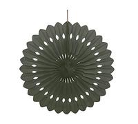 Unique- Sólido Decoración abanico de papel de seda, Color negro, 40 cm (64260)