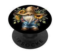 Unique Sunflower GNOME For Women Men and Hippie Mom Floral PopSockets PopGrip Adhesivo